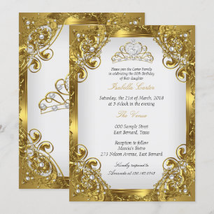 Invitation Elite Golden White Pearl Lace Tiara fête d'anniver