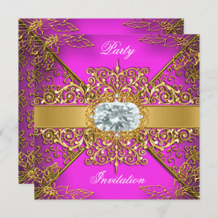 Invitation Elite Hot rose or Damask Anniversaire Party