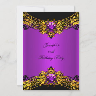 Invitation Elite Magenta Gold Black dentelle fête d'anniversa