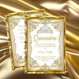 Invitation Elite Or Blanc beige Crème Princesse Quinceanera