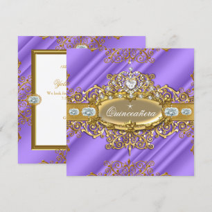 Invitation Elite Quinceanera Purple Silver Gold 15e anniversa