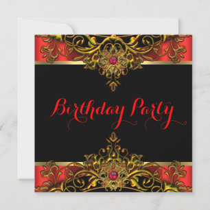 Invitation Elite Regal Red Gold Black Élégante fête d'anniver