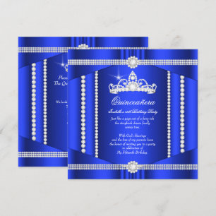 Invitation Élite Royale Bleu Princesse Quinceanera Diamant