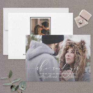 Invitation ELLE A DIT OUI 2 Photo Calligraphy Engagement Part