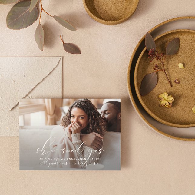 Invitation Elle A Dit Oui 3 Photo QR Code Fiançailles (Engaged & Excited! Join Us for the Party 🥂💍 [Personalize Here])