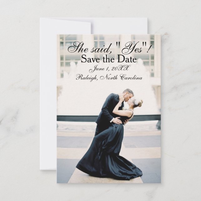 Invitation Elle a dit "Oui" - Annonce de Sauvegarde de Date 3 (Devant)