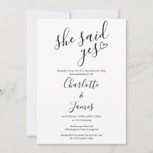 Invitation Elle a dit oui Fête de fiançailles Amour Cœur