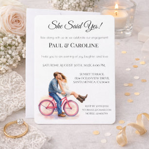 Invitation Elle a dit oui Fête de fiançailles Casual Romantiq