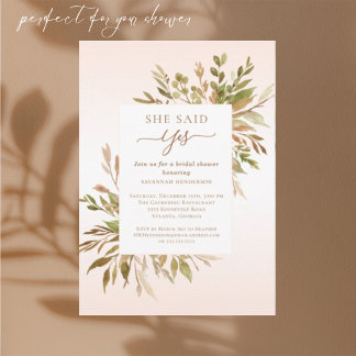 Invitation Elle A Dit Oui Fête des mariées De Verdure Automne