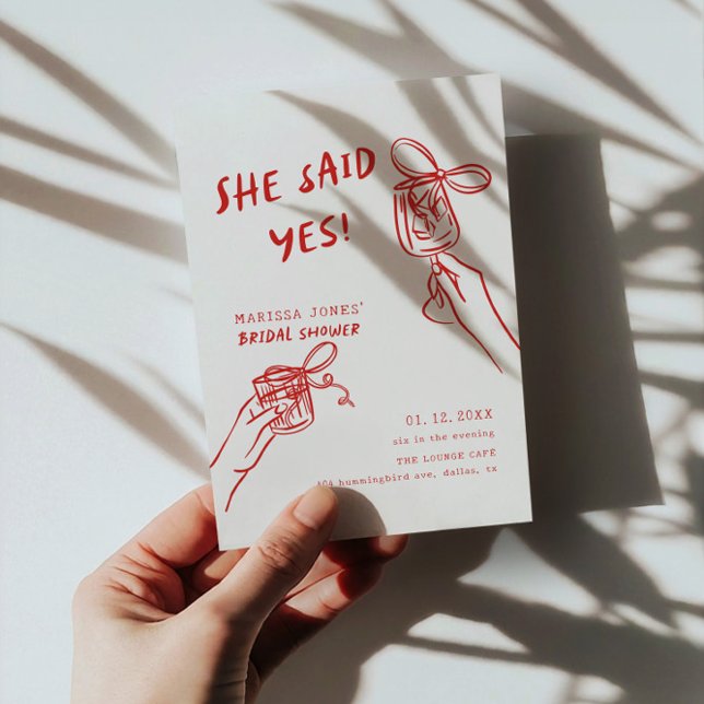 Invitation Elle A Dit Oui ! Fête des mariées illustrée (Créateur téléchargé)