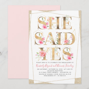 Invitation Elle A Dit Oui Floral Romantic Engagement Party