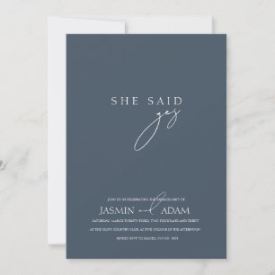 Invitation Elle a dit Oui ! Mariage photo Royal Blue Opulence