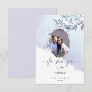 Invitation Elle a dit Oui Oval floral Sauvez la date