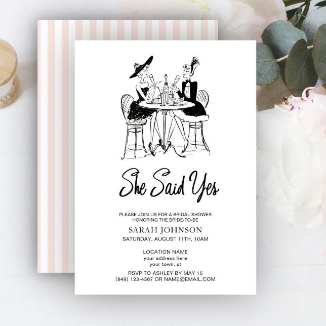 Invitation Elle A Dit Oui Paris Fête des mariées Rose & Noir (Créateur téléchargé)