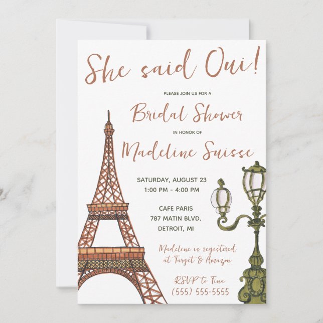 Invitation Elle A Dit Oui ! Paris, France Fête des mariées à  (Devant)
