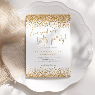 Invitation Elle A Dit Oui Parties scintillant Or Frontières F