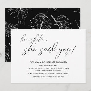 Invitation Elle a Dit Oui Simple Calligraphie Fête de Fiançai