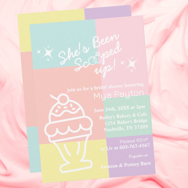 Invitation Elle a été emportée ! Rétro Fête des mariées (She's Been Scooped Up! Bridal Shower Retro Invitation)