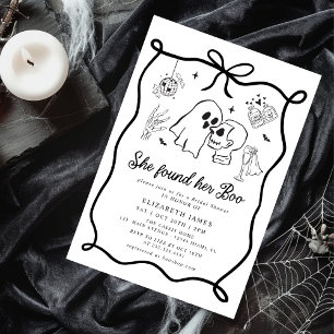 Invitation Elle a trouvé sa Boo fantôme floral Baby Shower de