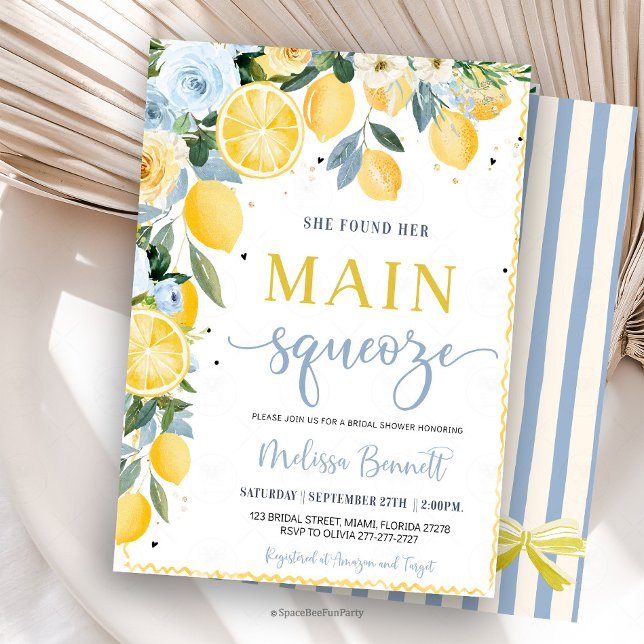 Invitation Elle a trouvé sa douche de mariage au citron Main  (She Found Her Main Squeeze Lemon Bridal Shower Invitation
she found her main squeeze, lemon bridal s)