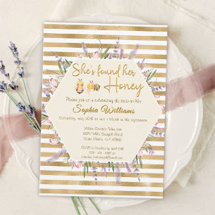 Invitation Elle a trouvé sa douche nuptiale à rayures d'or mi