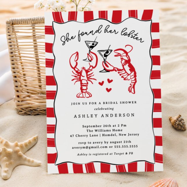 Invitation Elle A Trouvé Sa Fête des mariées De Homard (Créateur téléchargé)