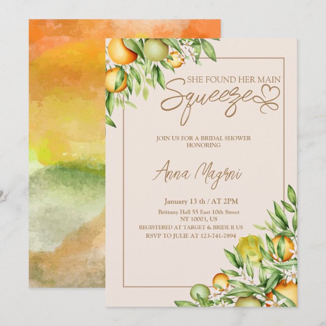 Invitation Elle A Trouvé Sa Fête des mariées De Squeeze Sur M (Devant / Derrière)