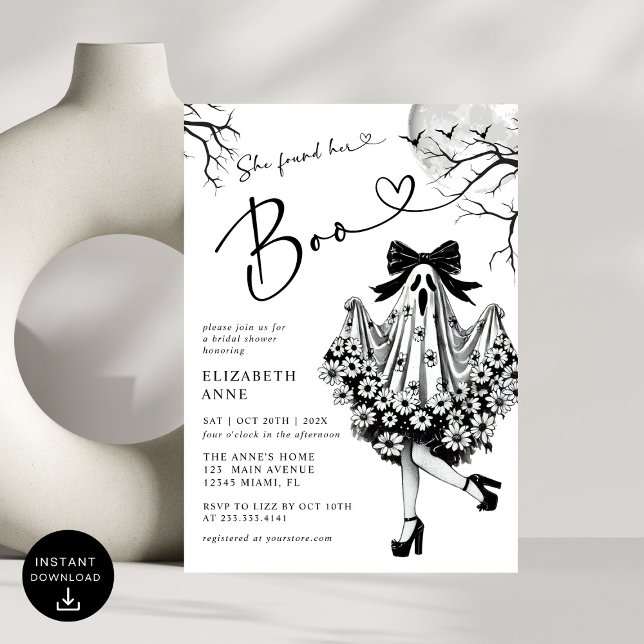Invitation Elle A Trouvé Sa Fête des mariées Florale Fantôme  (Créateur téléchargé)
