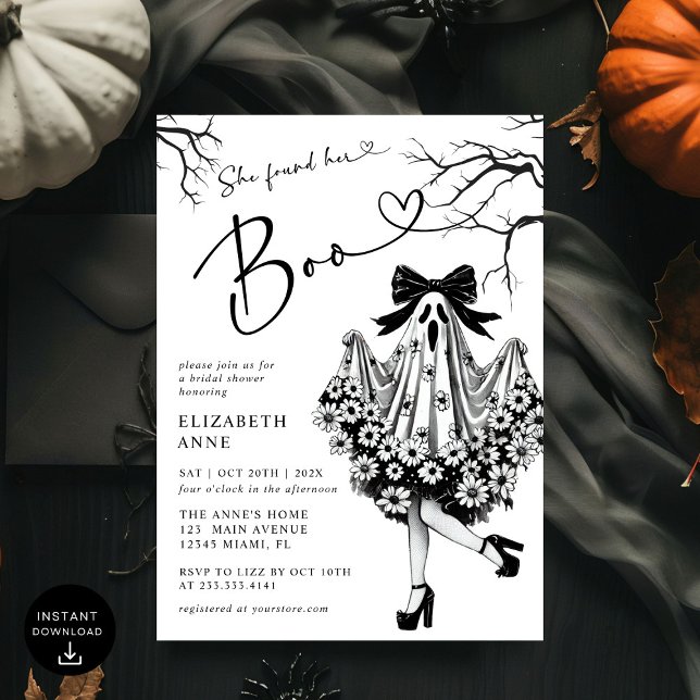 Invitation Elle A Trouvé Sa Fête des mariées Florale Fantôme  (Créateur téléchargé)