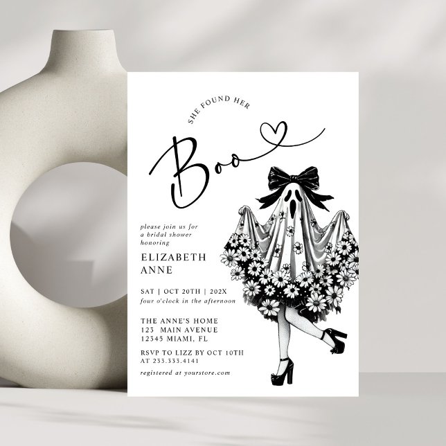 Invitation Elle A Trouvé Sa Fête des mariées Florale Fantôme  (Créateur téléchargé)