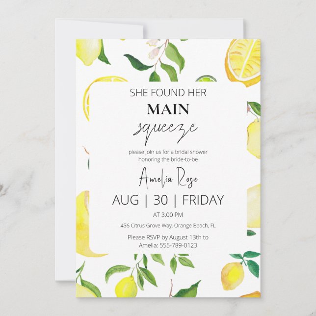 Invitation elle a trouvé sa principale douche de nuptiale (Devant)