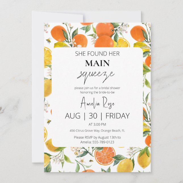 Invitation elle a trouvé sa principale douche de nuptiale (Devant)