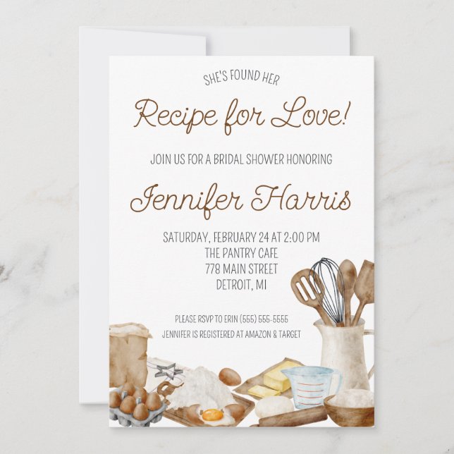 Invitation Elle a trouvé sa recette pour l'amour ! Fête des m (Devant)