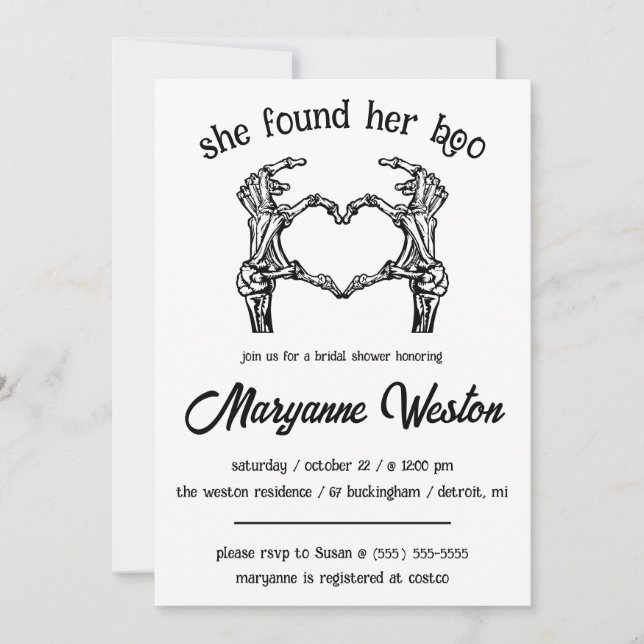 Invitation Elle A Trouvé Son Boo ! Halloween Fête des mariées (Devant)