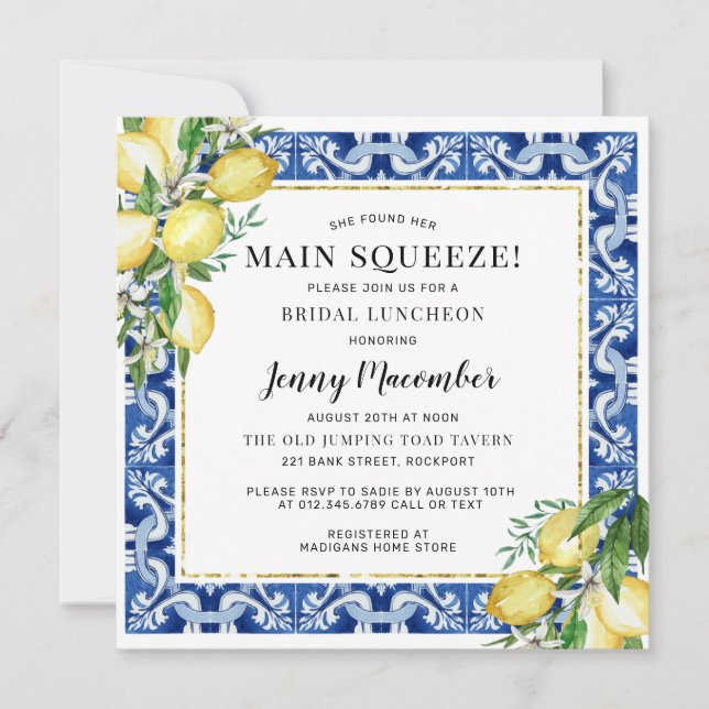 Invitation Elle A Trouvé Son Dîner De Mariage De Citron De Sq (Devant)