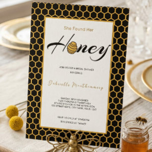 Invitation Elle a trouvé son miel au beurre jaune miel en nid