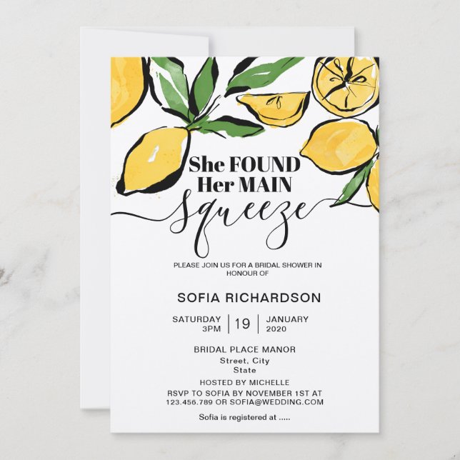 Invitation Elle a trouvé son principal citron BOHO SUMMER Inv (Devant)