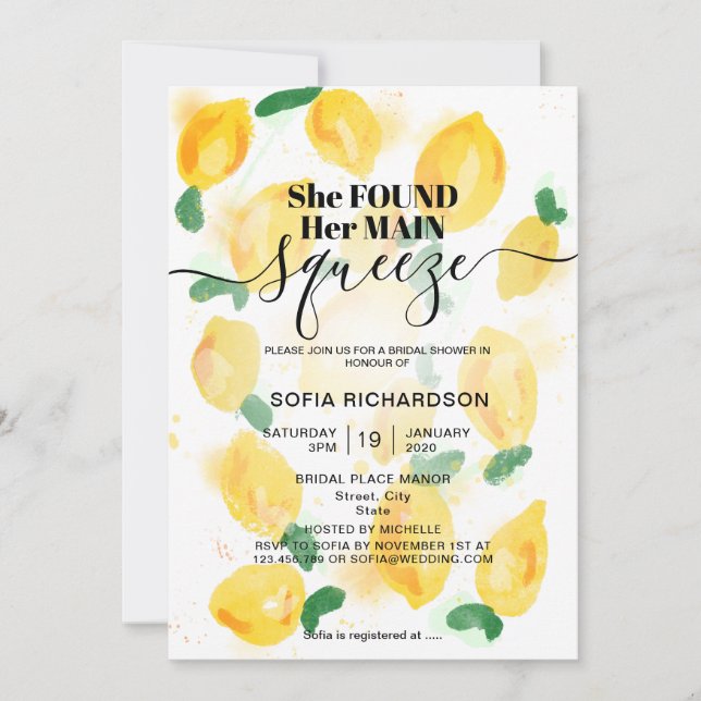 Invitation Elle a trouvé son principal citron BOHO SUMMER Inv (Devant)