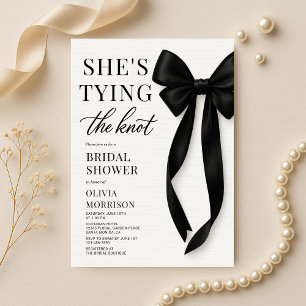 Invitation Elle Attache Le Nœud Coquette Réception De Mariage