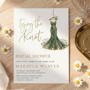 Invitation Elle Attache le Nœud Robe de Marguerites Fête de M