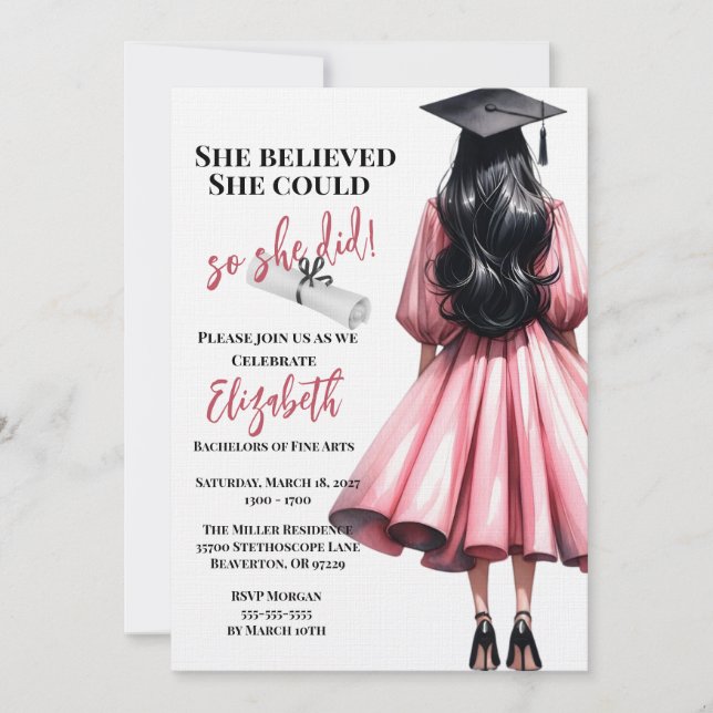 Invitation Elle Croyait Qu'Elle Pouvait Faire Ses Études (Devant)