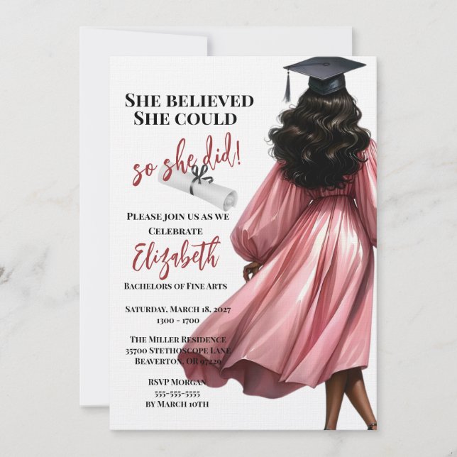 Invitation Elle Croyait Qu'Elle Pouvait Faire Ses Études (Devant)