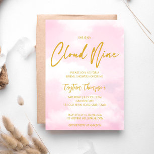 Invitation Elle est dans le nuage neuf nuptiale rose et or