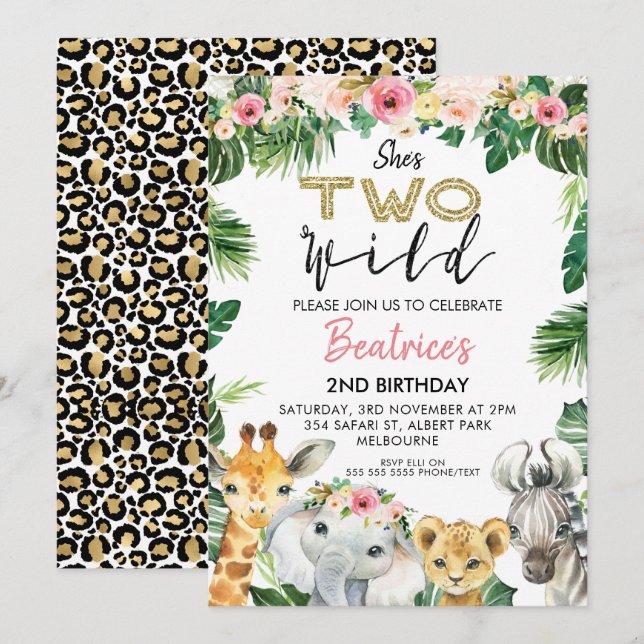Invitation Elle est deux folles avec le deuxième anniversaire (Devant / Derrière)