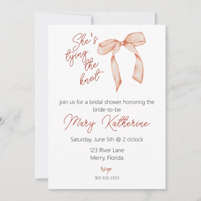 Invitation Elle est en train de nouer la Fête des mariées (Devant)