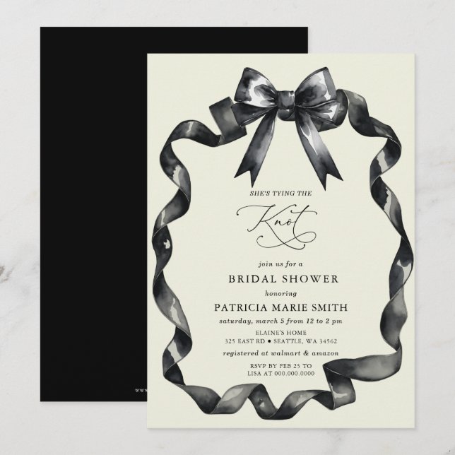 Invitation Elle est en train de nouer la Fête des mariées arc (Devant / Derrière)