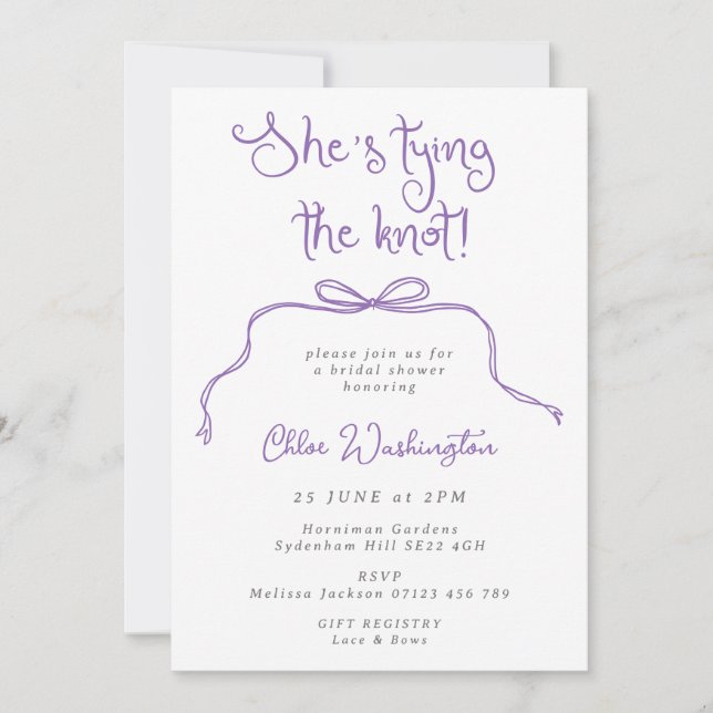 Invitation Elle est en train de nouer la Fête des mariées de  (Devant)