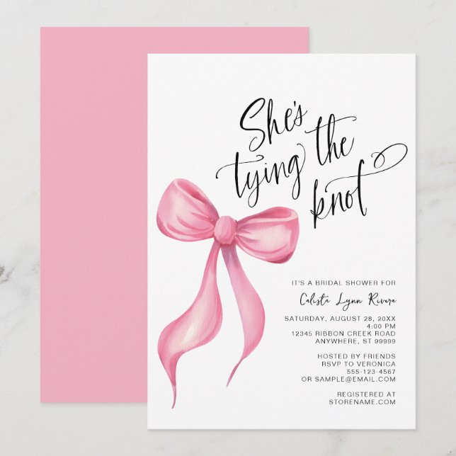 Invitation Elle est en train de nouer la Fête des mariées de  (Devant / Derrière)