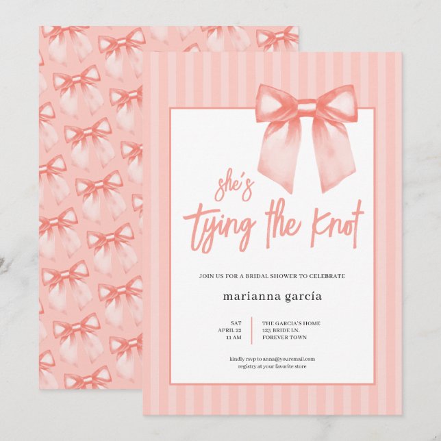 Invitation Elle est en train de nouer la Fête des mariées du  (Devant / Derrière)