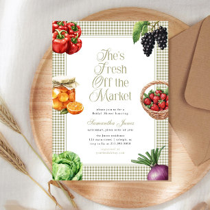 Invitation Elle est fraîche sur le marché Gingham Baby Shower